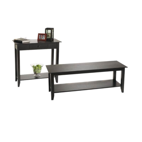 HOME SQUARE 2 Piece Living Room Table Set With Coffee Table And Hall Table In Black