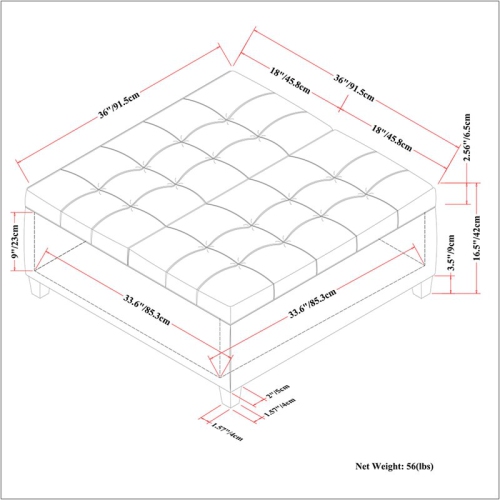Atlin Designs Storage Coffee Table Ottoman in Fawn Brown
