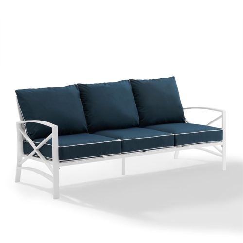 Afuera Living Transitional Outdoor Metal Sofa in Navy
