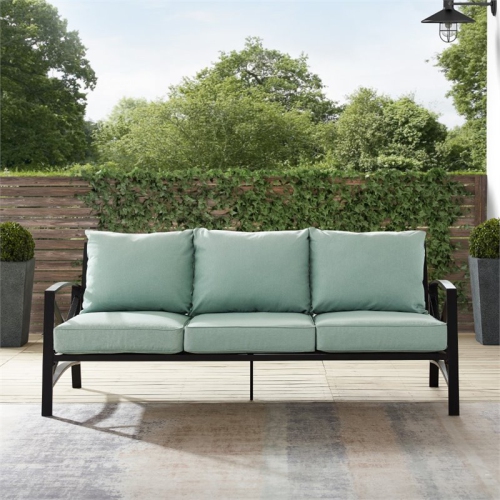 Afuera Living Transitional Outdoor Metal Sofa in Mist