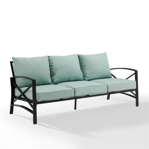 Afuera Living Transitional Outdoor Metal Sofa in Mist