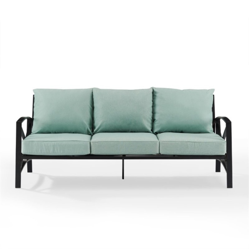 Afuera Living Transitional Outdoor Metal Sofa in Mist