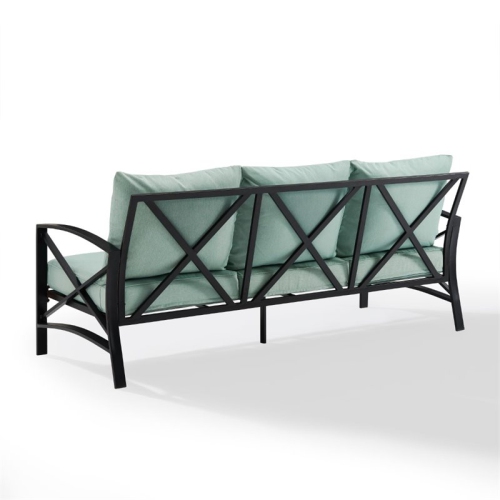 Afuera Living Transitional Outdoor Metal Sofa in Mist