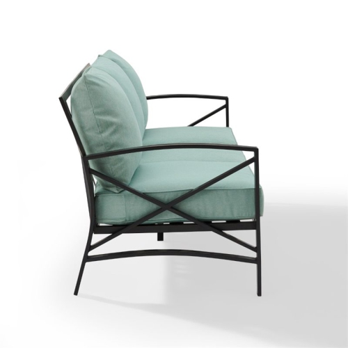 Afuera Living Transitional Outdoor Metal Sofa in Mist