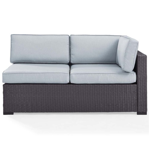 Afuera Living Transitional Wicker Patio Loveseat in Brown and Mist