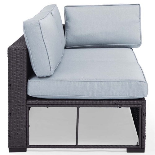 Afuera Living Transitional Wicker Patio Loveseat in Brown and Mist