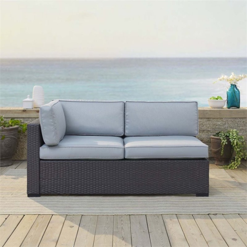 Afuera Living Transitional Wicker Patio Loveseat in Brown and Mist