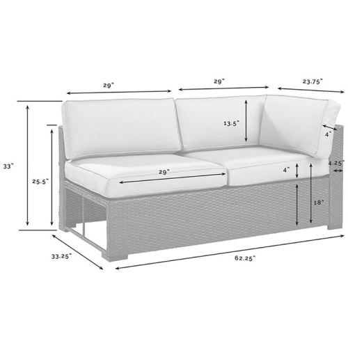 Afuera Living Transitional Wicker Patio Loveseat in Brown and Mist
