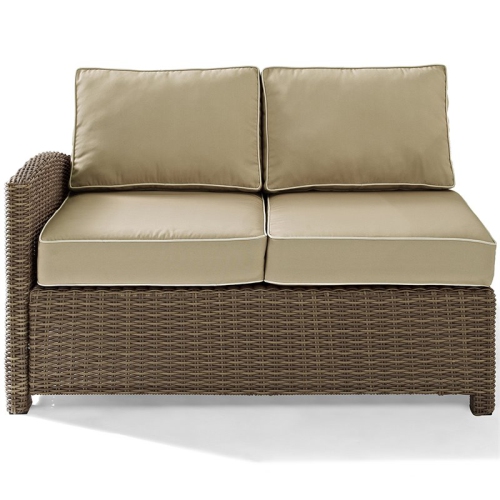 Afuera Living Modern 4 Piece Wicker Patio Sectional Set in Brown and Sand