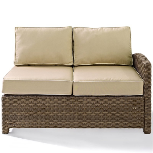 Afuera Living Modern 4 Piece Wicker Patio Sectional Set in Brown and Sand