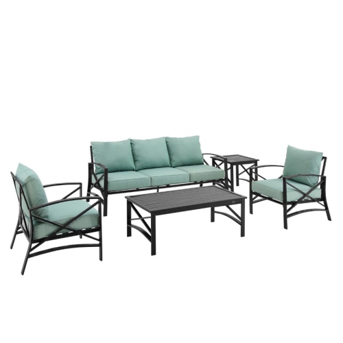 AFUERA LIVING  Transitional 5 Piece Outdoor Sofa Set In Mist
