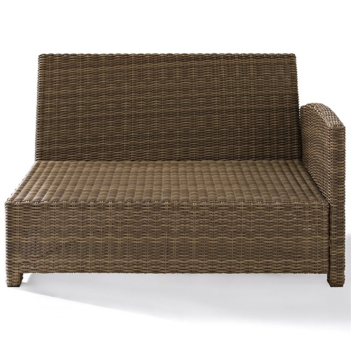 Afuera Living Modern Wicker Right Arm Patio Loveseat in Brown and Sangria