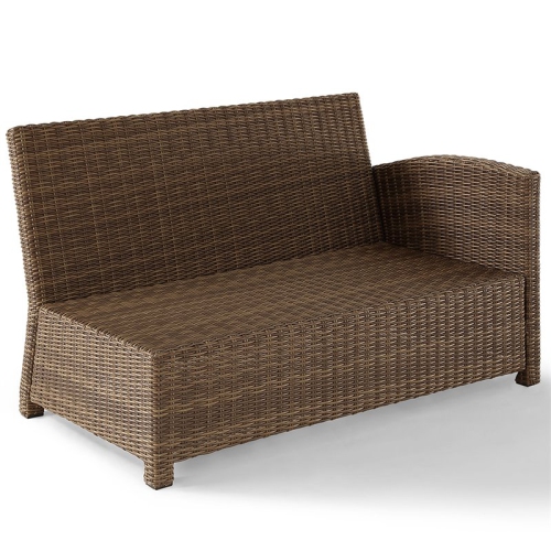 Afuera Living Modern Wicker Right Arm Patio Loveseat in Brown and Sangria