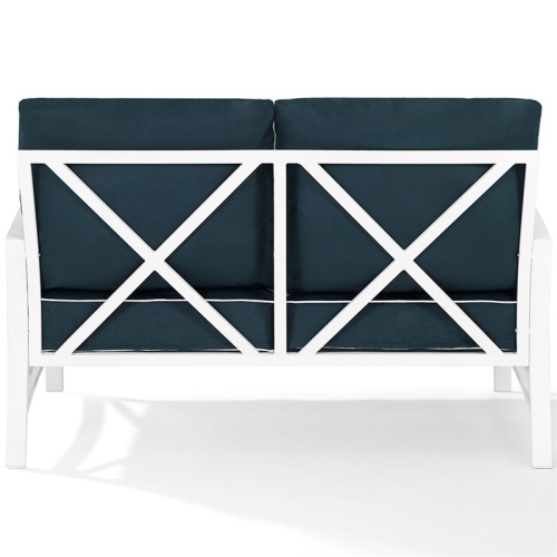 Afuera Living Taditional Patio Loveseat in Navy and White