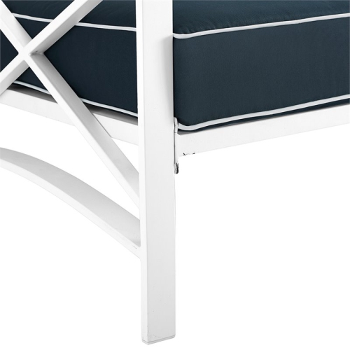 Afuera Living Taditional Patio Loveseat in Navy and White