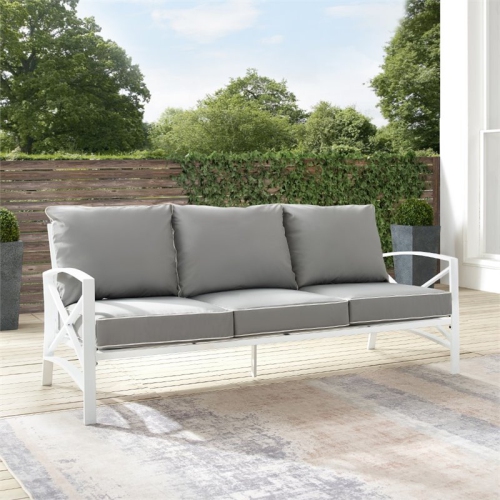 Afuera Living Transitional Outdoor Metal Sofa in Gray