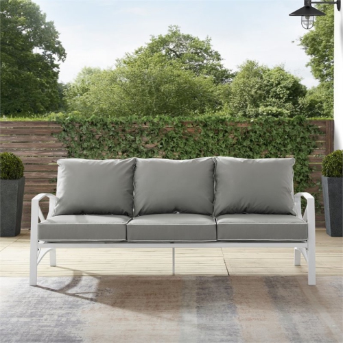 Afuera Living Transitional Outdoor Metal Sofa in Gray