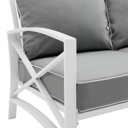 Afuera Living Transitional Outdoor Metal Sofa in Gray