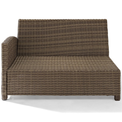 Afuera Living Modern Wicker Left Arm Patio Loveseat in Brown and Sand