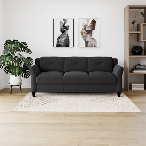 Home Square Transitional 2 Piece Set with Sofa and Loveseat in Black