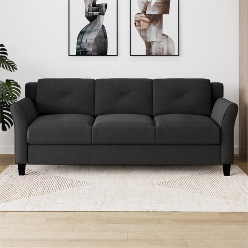 Home Square Transitional 2 Piece Set with Sofa and Loveseat in Black