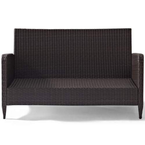 Afuera Living Transitional Outdoor Wicker Loveseat in Blue