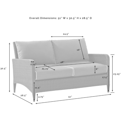 Afuera Living Transitional Outdoor Wicker Loveseat in Blue