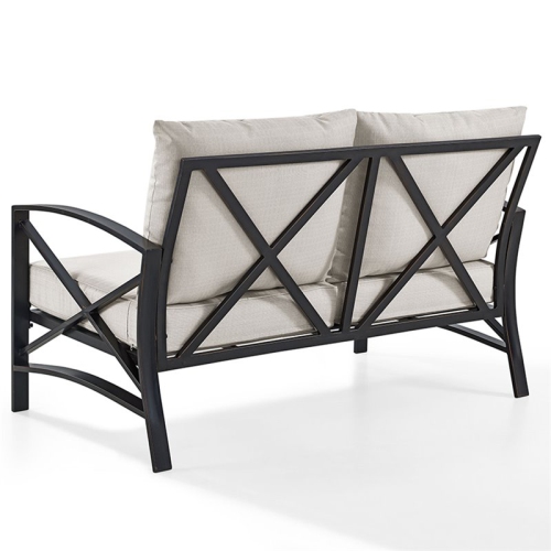 Afuera Living Taditional Metal Patio Loveseat in Oil Bronze and Oatmeal