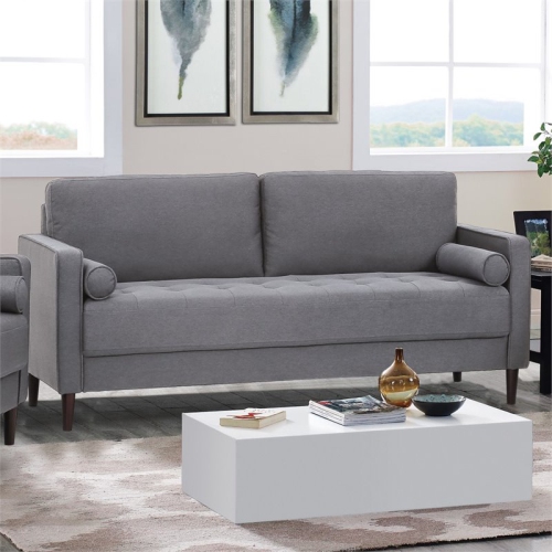 HAWTHORNE  Collections 18.5" Mid-Century Fabric Upholstered Sofa In Heather Gray