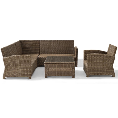 Afuera Living Modern 5 Piece Wicker Patio Sectional Set in Brown and Sand