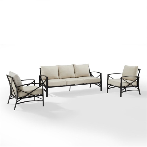 Afuera Living Transitional 3 Piece Outdoor Sofa Set in Oatmeal