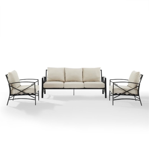 Afuera Living Transitional 3 Piece Outdoor Sofa Set in Oatmeal