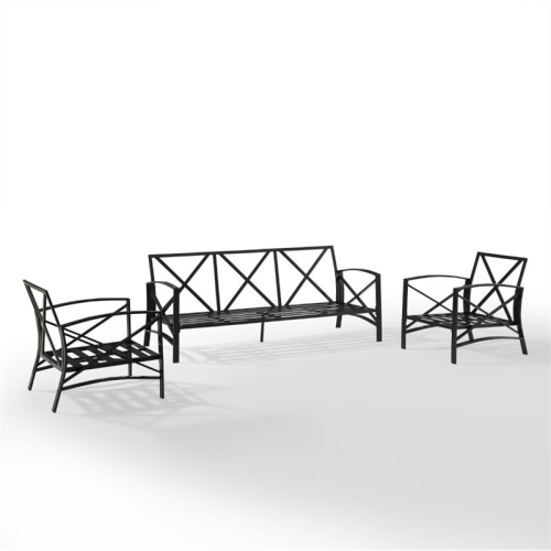 Afuera Living Transitional 3 Piece Outdoor Sofa Set in Oatmeal