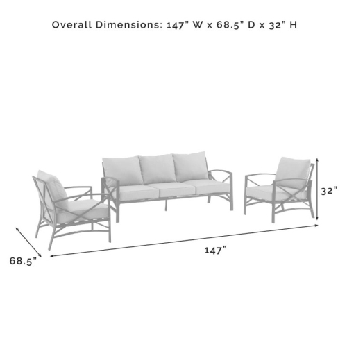 Afuera Living Transitional 3 Piece Outdoor Sofa Set in Oatmeal