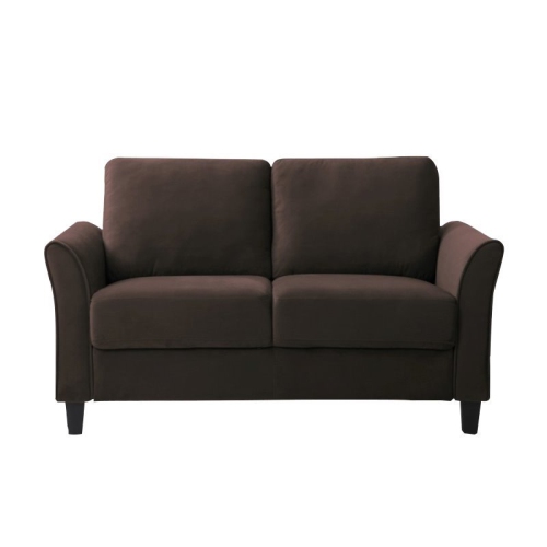 Hawthorne Collections 18.5" Transitional Microfiber Loveseat in Coffee