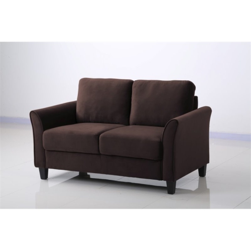 Hawthorne Collections 18.5" Transitional Microfiber Loveseat in Coffee