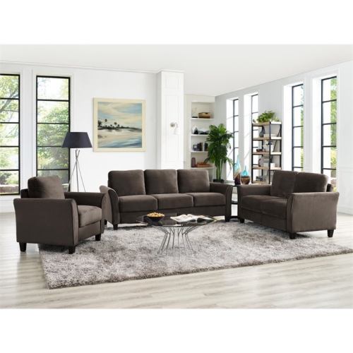 Hawthorne Collections 18.5" Transitional Microfiber Loveseat in Coffee
