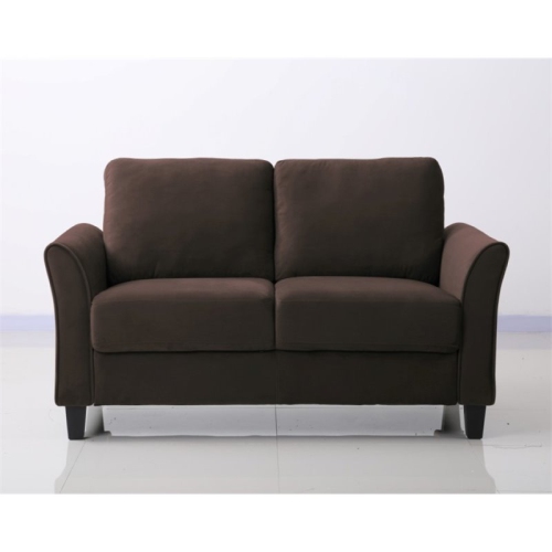 Hawthorne Collections 18.5" Transitional Microfiber Loveseat in Coffee