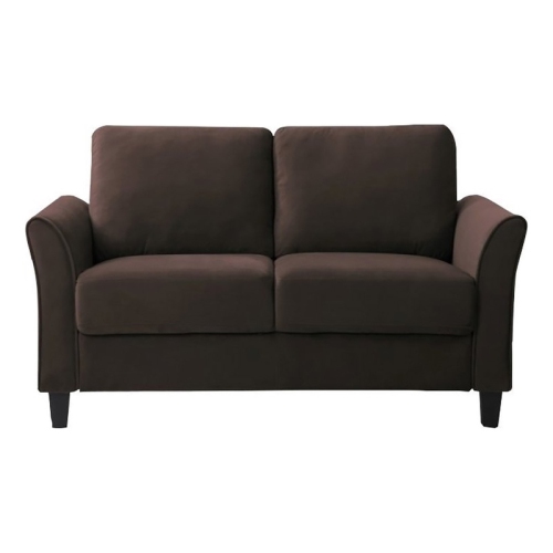 Hawthorne Collections 18.5" Transitional Microfiber Loveseat in Coffee