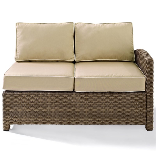 Afuera Living Modern Wicker Right Arm Patio Loveseat in Brown and Sand