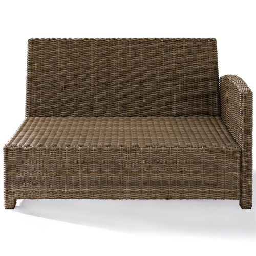 Afuera Living Modern Wicker Right Arm Patio Loveseat in Brown and Sand