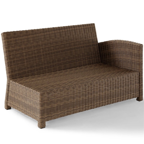 Afuera Living Modern Wicker Right Arm Patio Loveseat in Brown and Sand