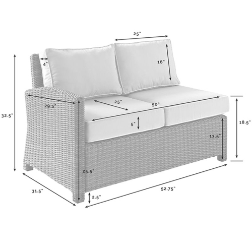 Afuera Living Modern Wicker Right Arm Patio Loveseat in Brown and Sand