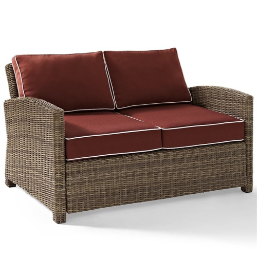 AFUERA LIVING  Modern Wicker Patio Loveseat In And Sangria In Brown