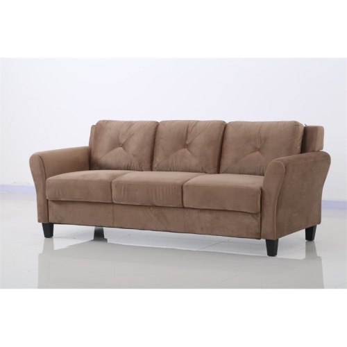 Hawthorne Collections 18.5" Transitional Microfiber Rolled Arm Sofa in Brown
