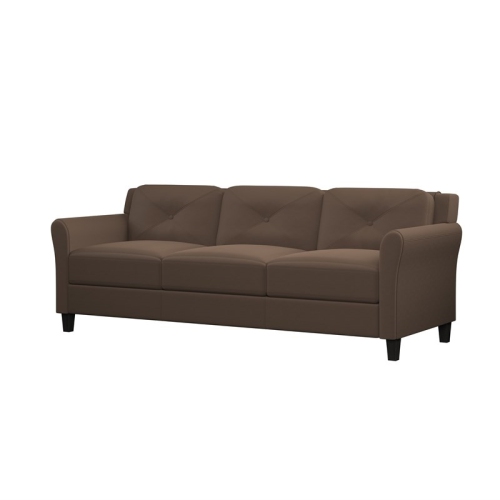 Hawthorne Collections 18.5" Transitional Microfiber Rolled Arm Sofa in Brown