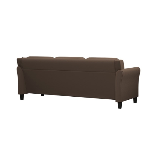 Hawthorne Collections 18.5" Transitional Microfiber Rolled Arm Sofa in Brown