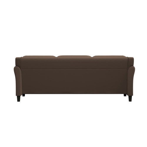 Hawthorne Collections 18.5" Transitional Microfiber Rolled Arm Sofa in Brown