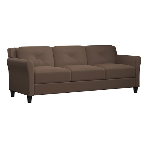 Hawthorne Collections 18.5" Transitional Microfiber Rolled Arm Sofa in Brown