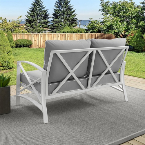 Afuera Living Taditional Patio Loveseat in Gray and White